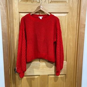 Cozy Red H&M Polyester Knit Sweater Size M